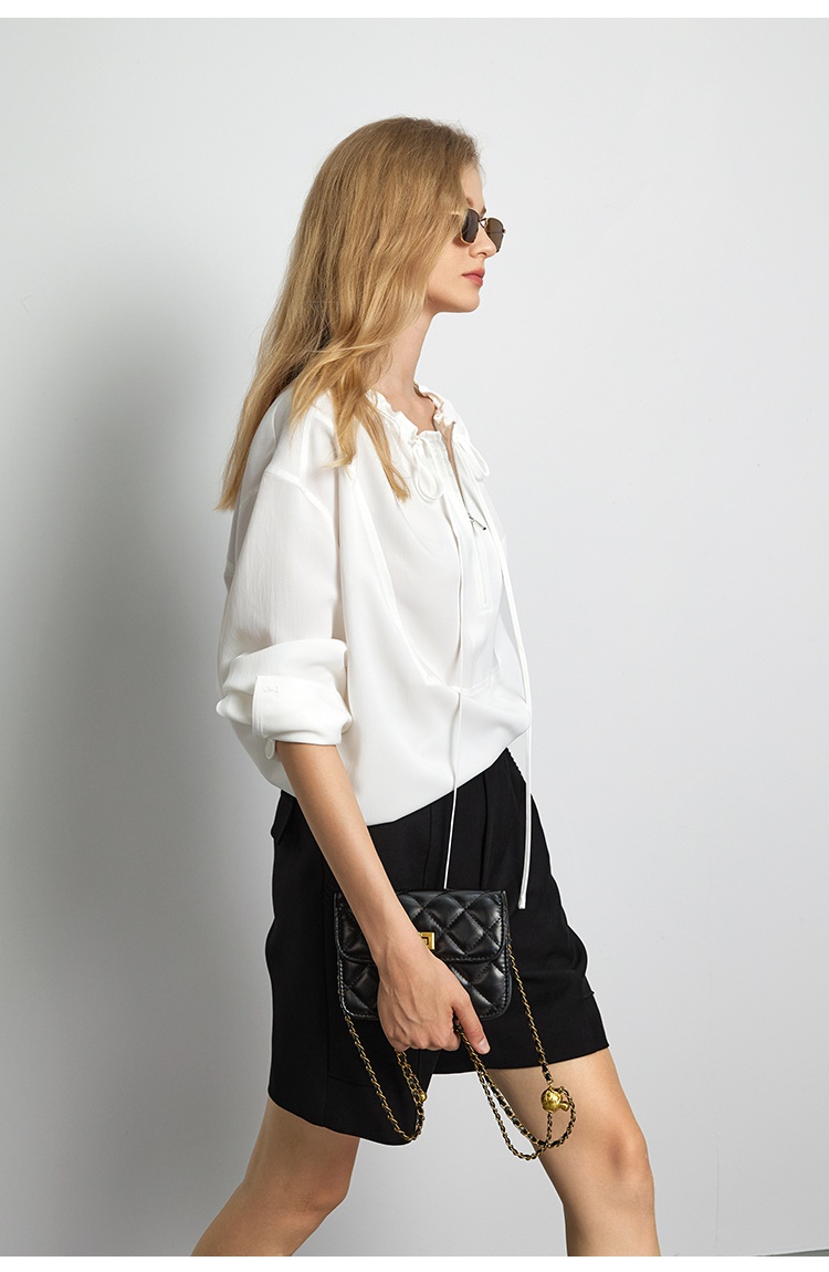 Zip summer France style shirt loose niche tops for women