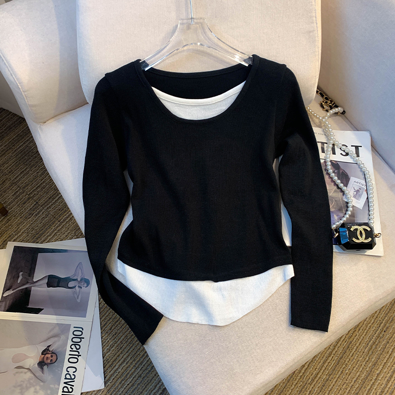 Autumn Korean style T-shirt Pseudo-two tops for women