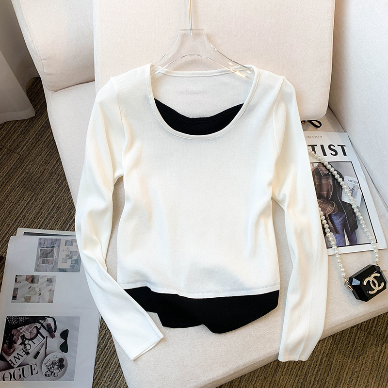 Autumn Korean style T-shirt Pseudo-two tops for women