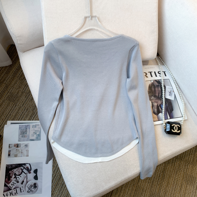 Autumn Korean style T-shirt Pseudo-two tops for women