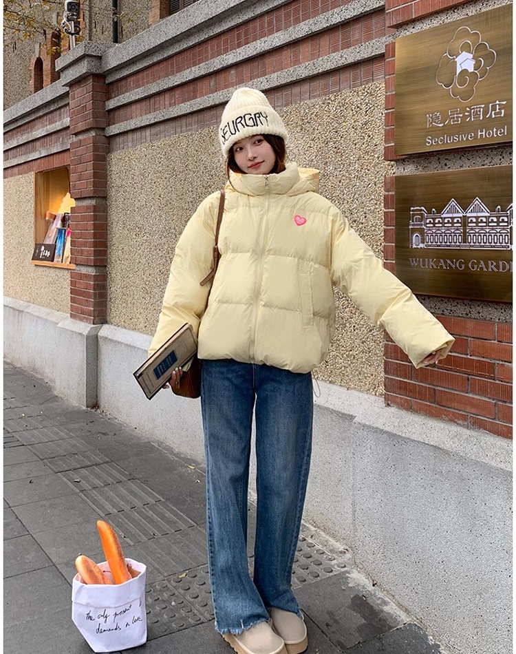 Winter loose bread clothing hooded down coat for women