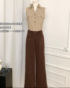 Sleeveless summer vest retro waistcoat a set for women