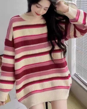 Loose niche sweater Casual stripe tops for women