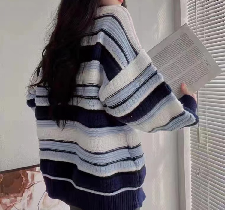 Loose niche sweater Casual stripe tops for women