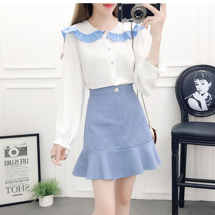 Mixed colors fresh show young small fellow chiffon shirt