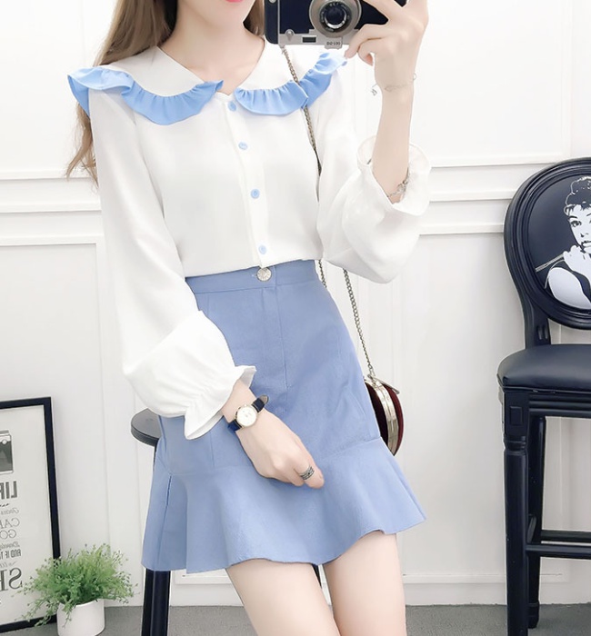 Mixed colors fresh show young small fellow chiffon shirt