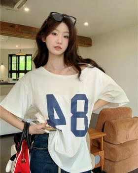 Printing loose Casual strapless all-match T-shirt