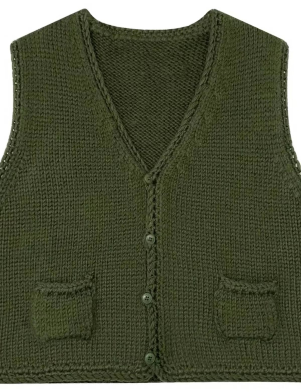 Single-breasted knitted waistcoat slim wool cardigan