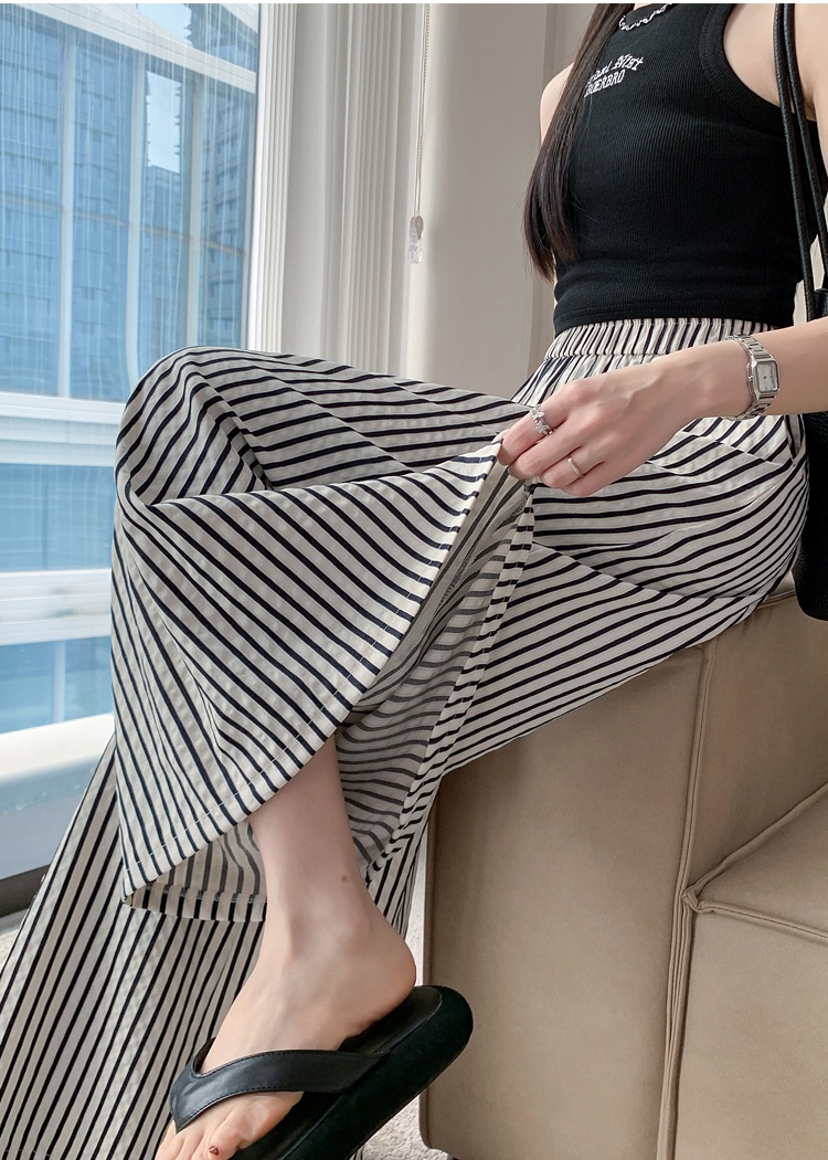 Stripe wide leg pants nine tenths culottes for women