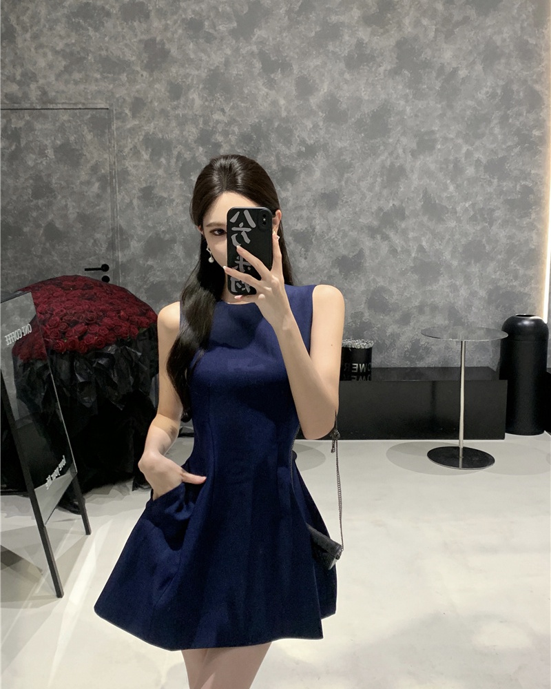 Round neck sleeveless dress temperament dress for women