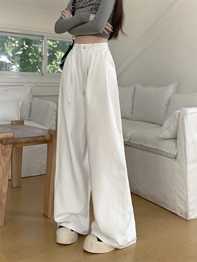 Straight pants mopping casual pants denim white long pants