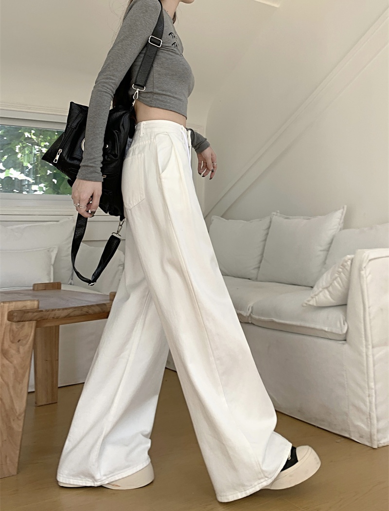 Straight pants mopping casual pants denim white long pants