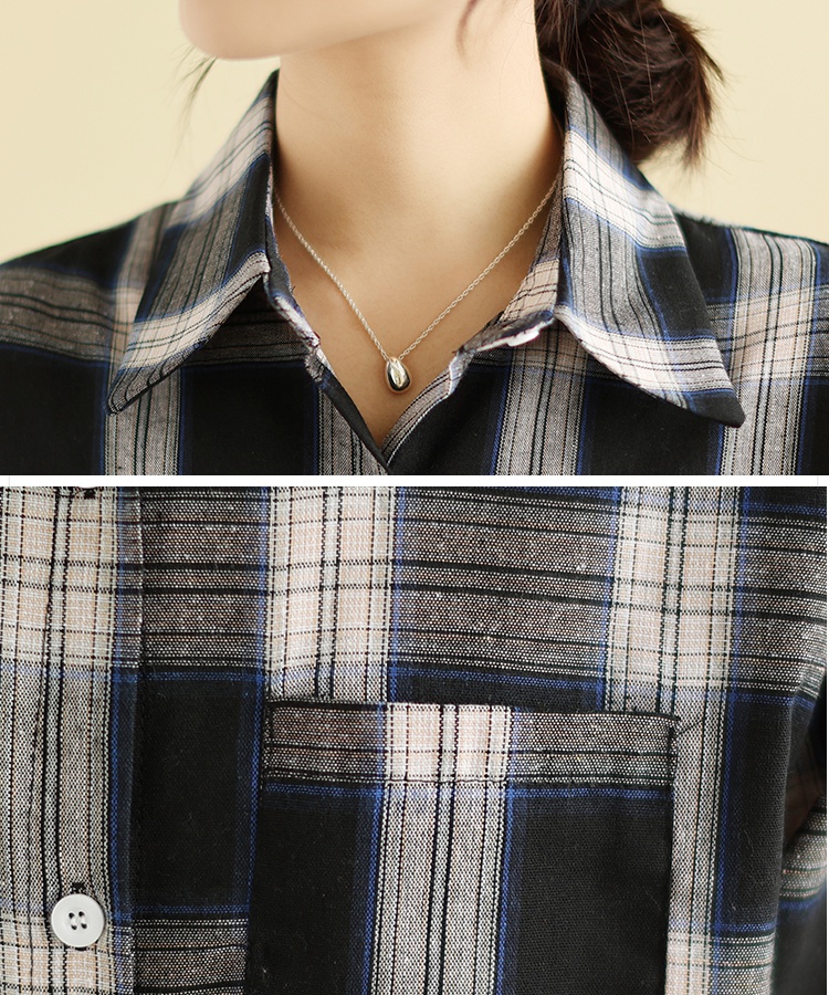 Plaid long large yard autumn shirt for women