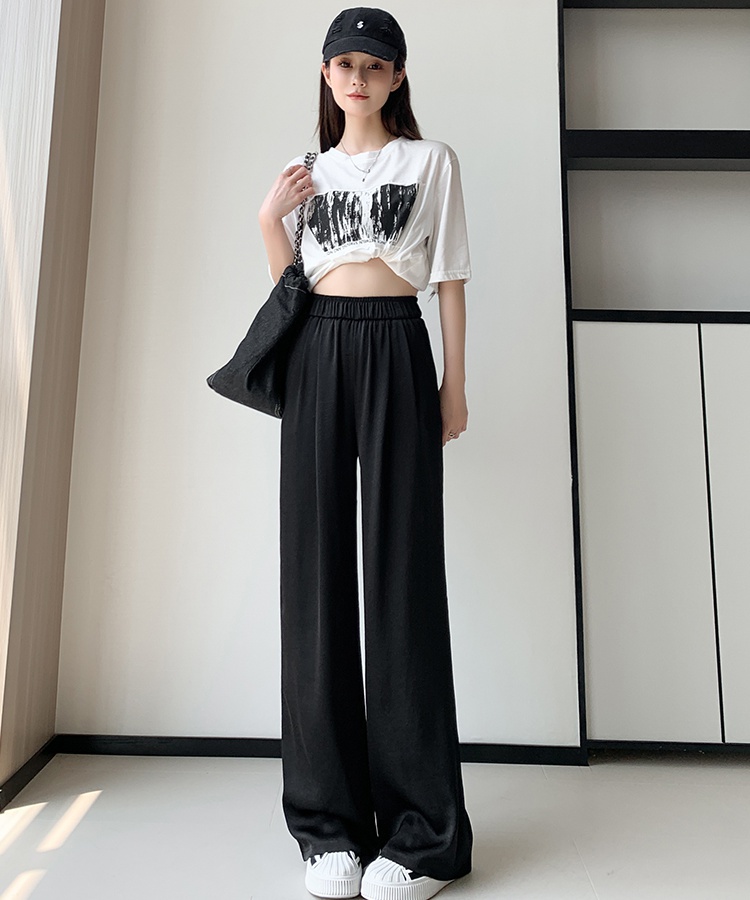 Summer mopping satin wide leg pants drape Casual pants