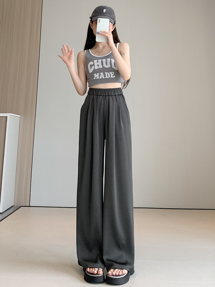 Summer mopping satin wide leg pants drape Casual pants