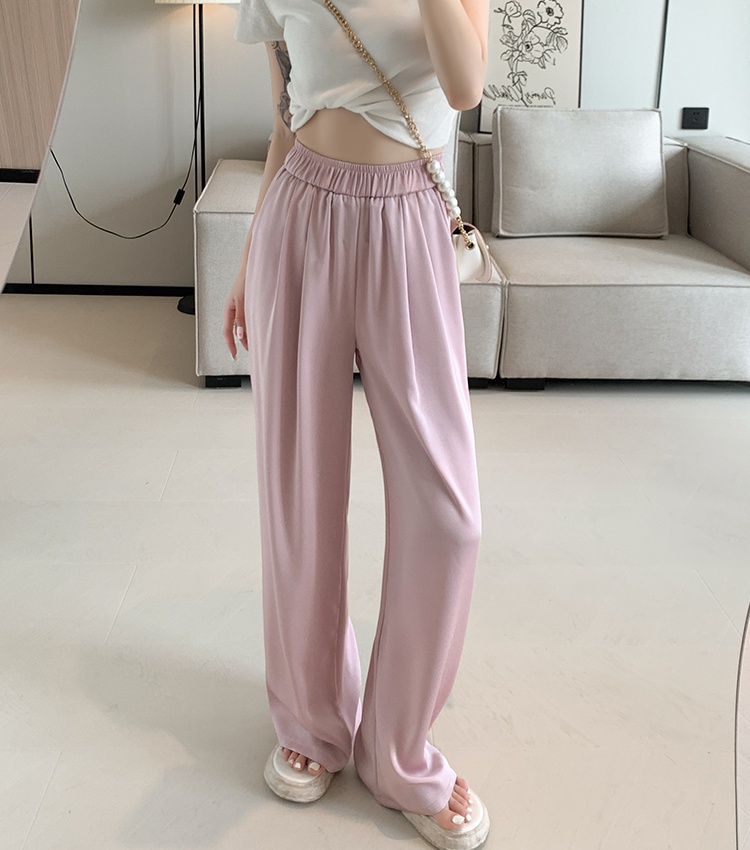 Summer mopping satin wide leg pants drape Casual pants