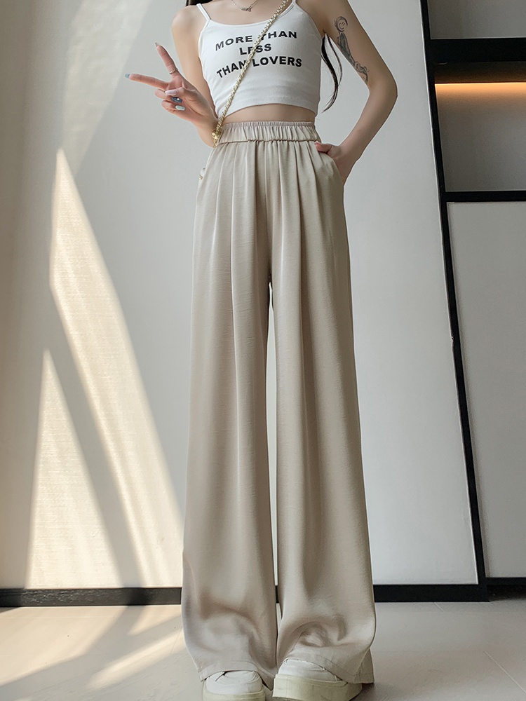 Summer mopping satin wide leg pants drape Casual pants