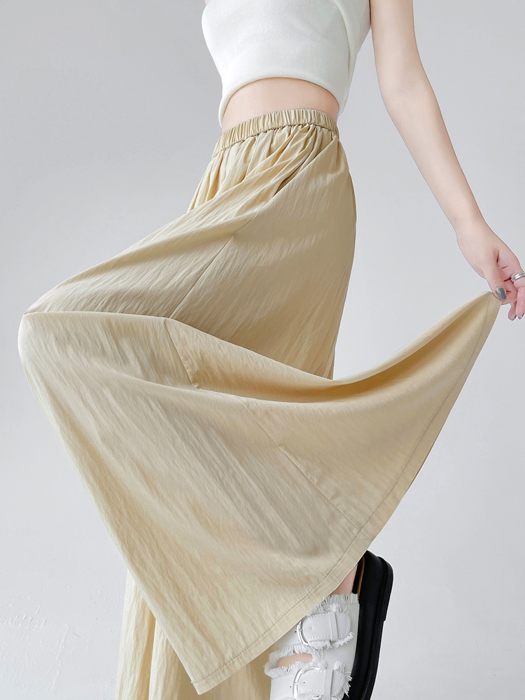 Casual A-line culottes slim ice silk skirt for women