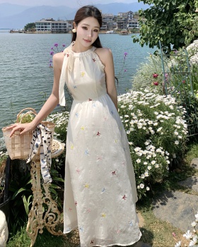 Summer sweet floral long dress vacation Chinese style dress