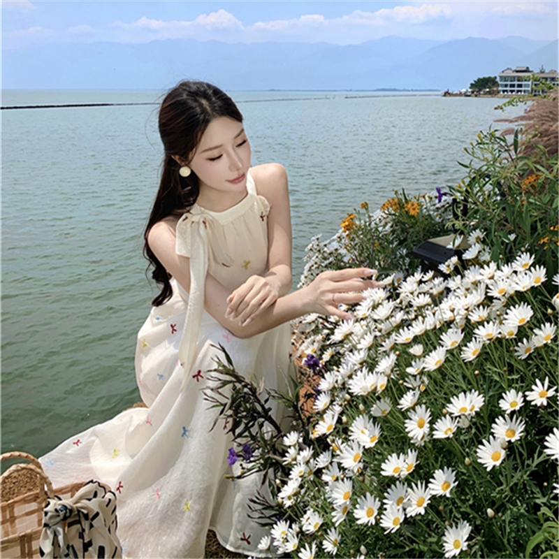 Summer sweet floral long dress vacation Chinese style dress