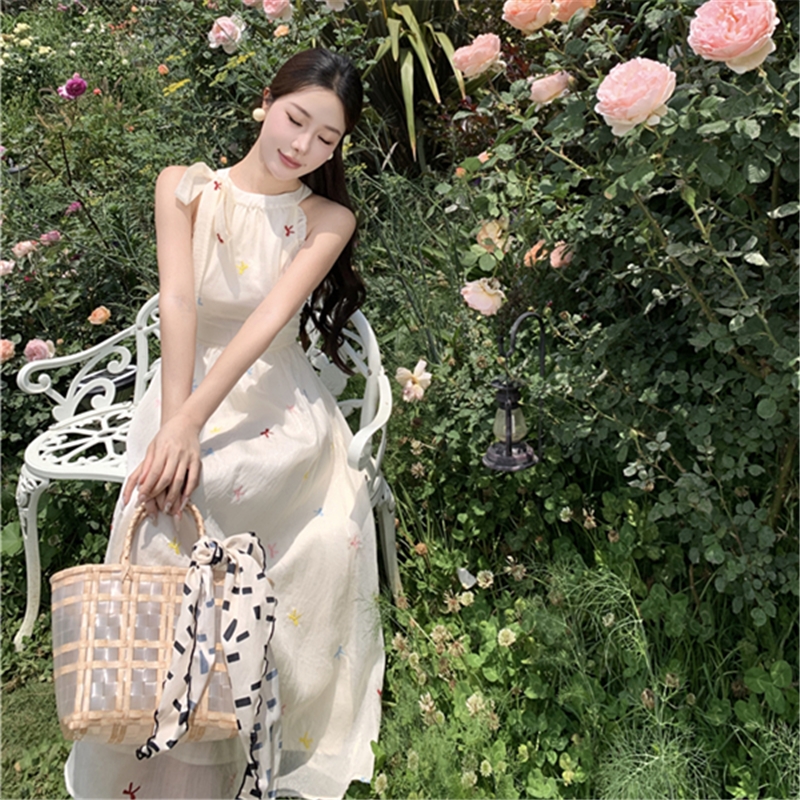 Summer sweet floral long dress vacation Chinese style dress