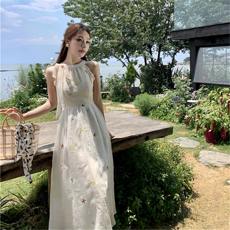 Summer sweet floral long dress vacation Chinese style dress