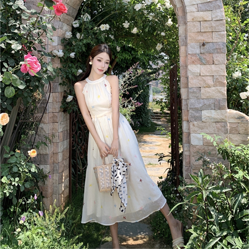 Summer sweet floral long dress vacation Chinese style dress