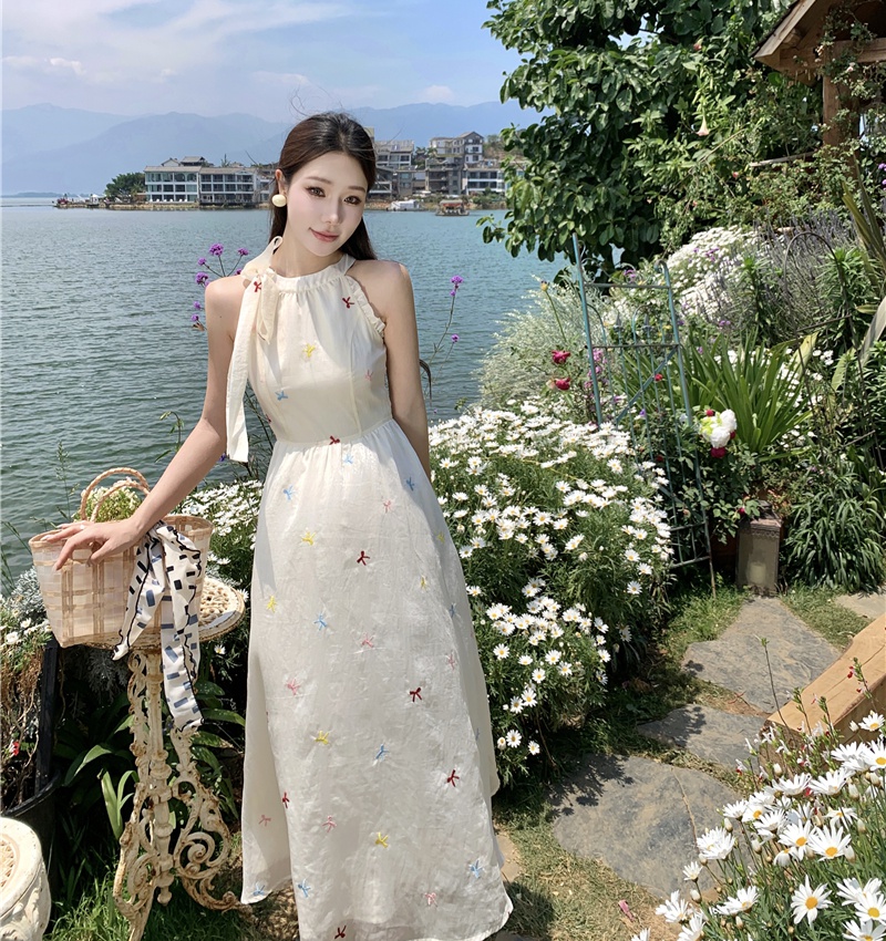 Summer sweet floral long dress vacation Chinese style dress