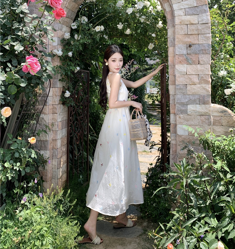 Summer sweet floral long dress vacation Chinese style dress