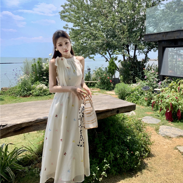 Summer sweet floral long dress vacation Chinese style dress