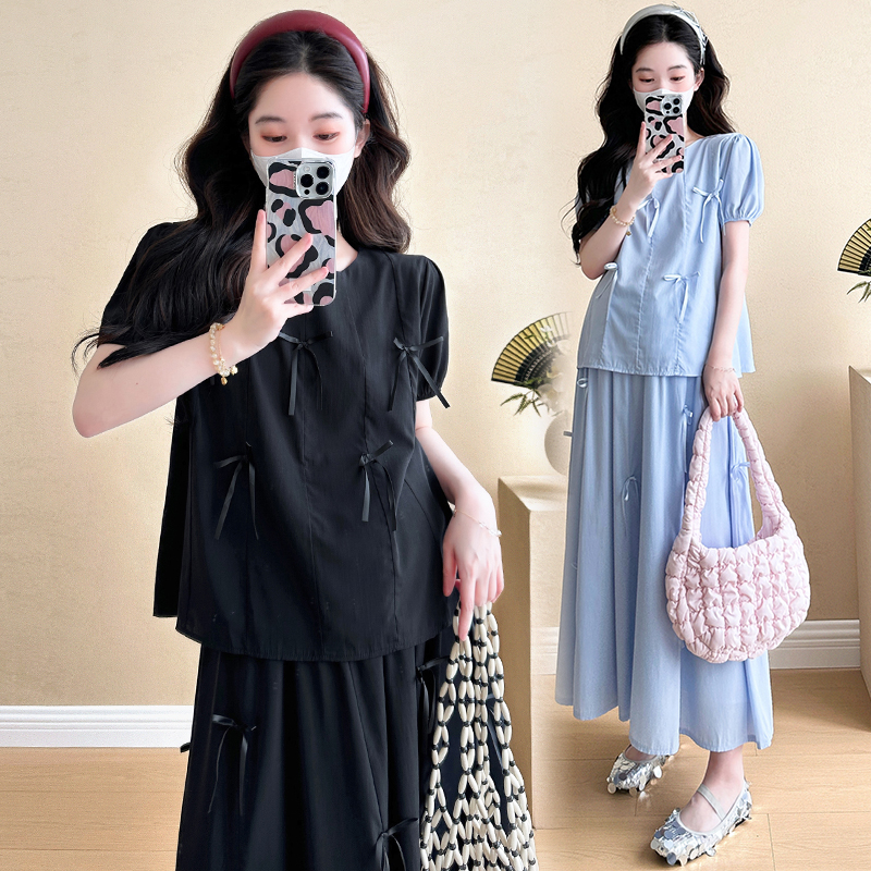 Bow loose stereoscopic maternity clothing a set