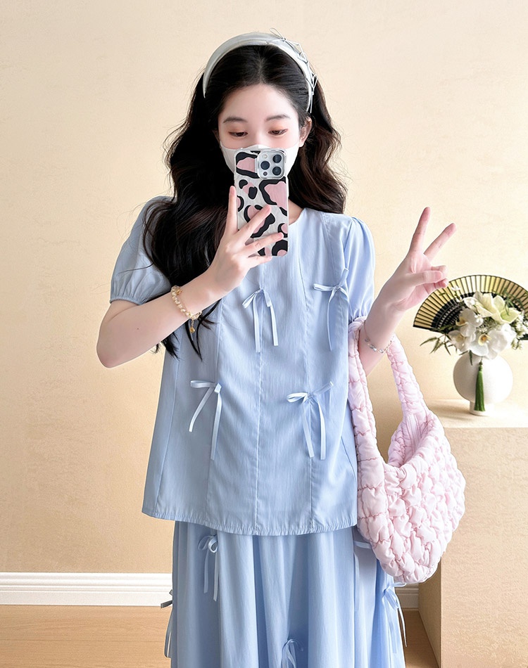 Bow loose stereoscopic maternity clothing a set