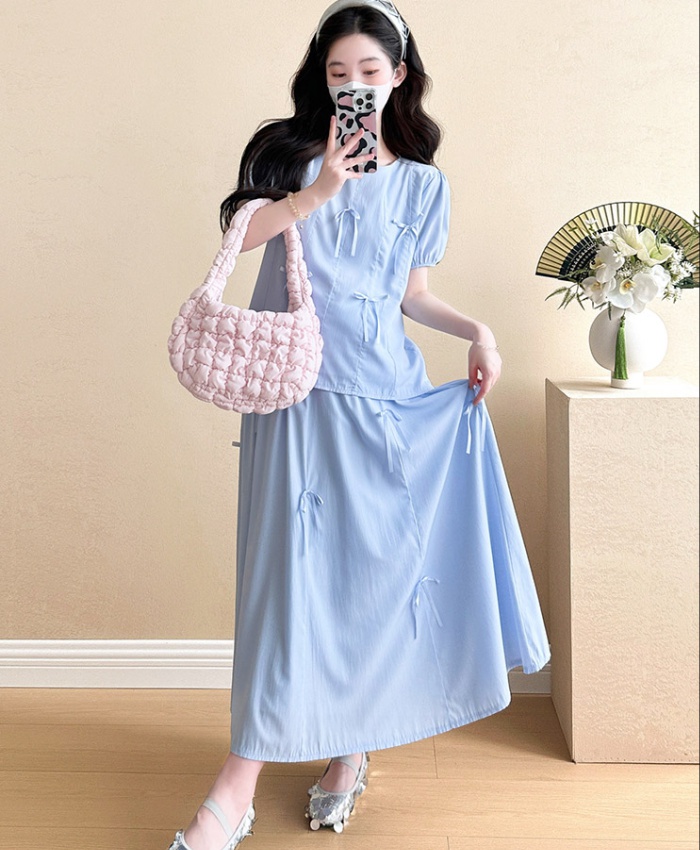 Bow loose stereoscopic maternity clothing a set