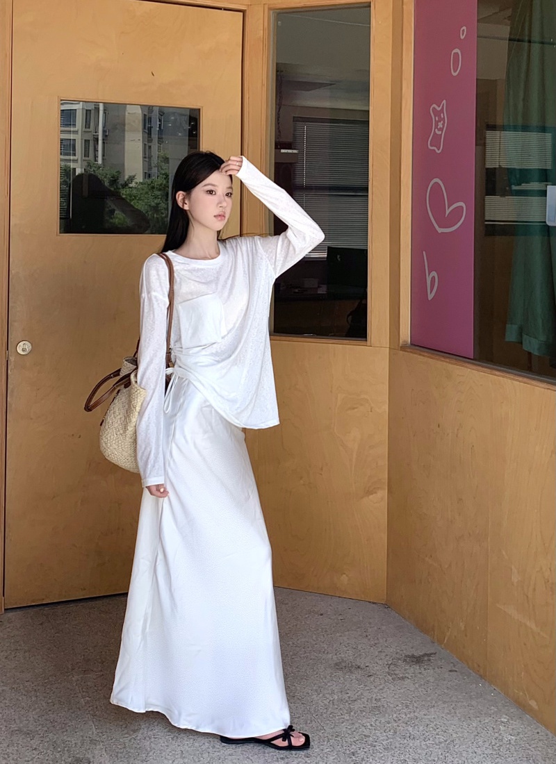 Sunscreen loose thin smock summer round neck tops for women