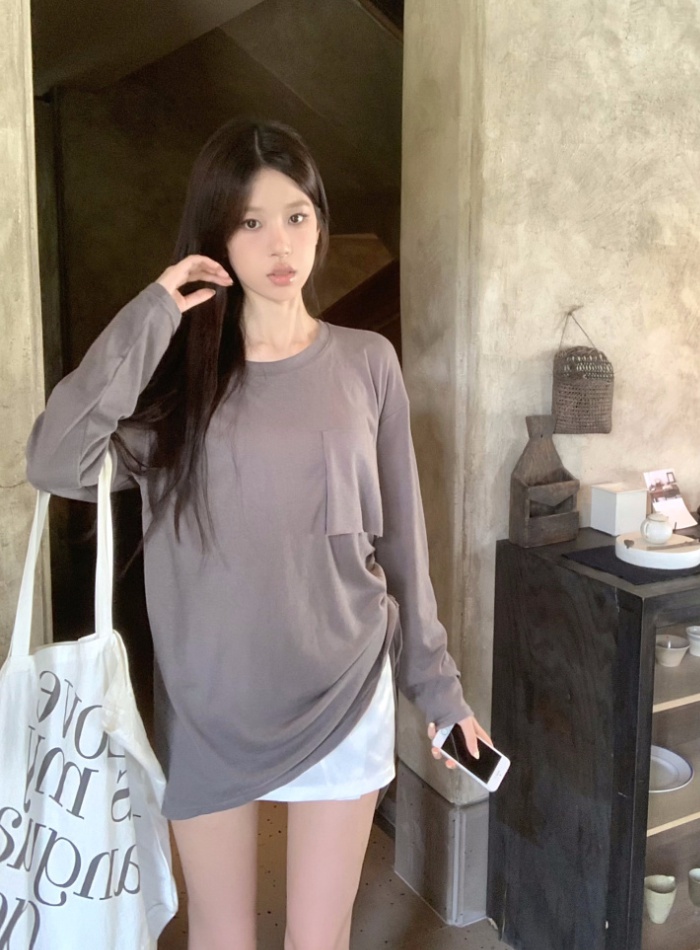 Sunscreen loose thin smock summer round neck tops for women