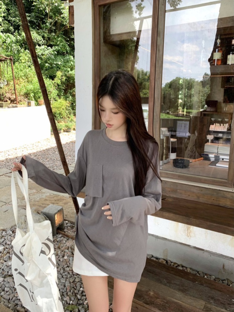 Sunscreen loose thin smock summer round neck tops for women