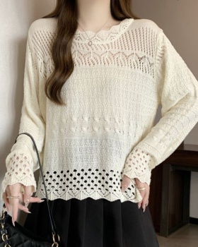 Long sleeve waves knitted fat autumn large yard tops