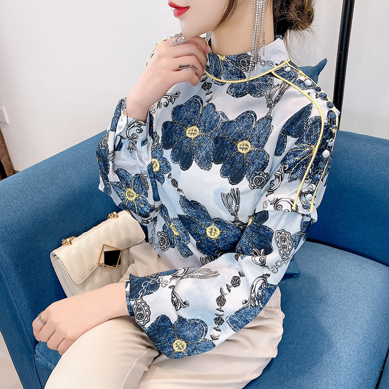 Autumn lantern shirt floral Western style tops for women