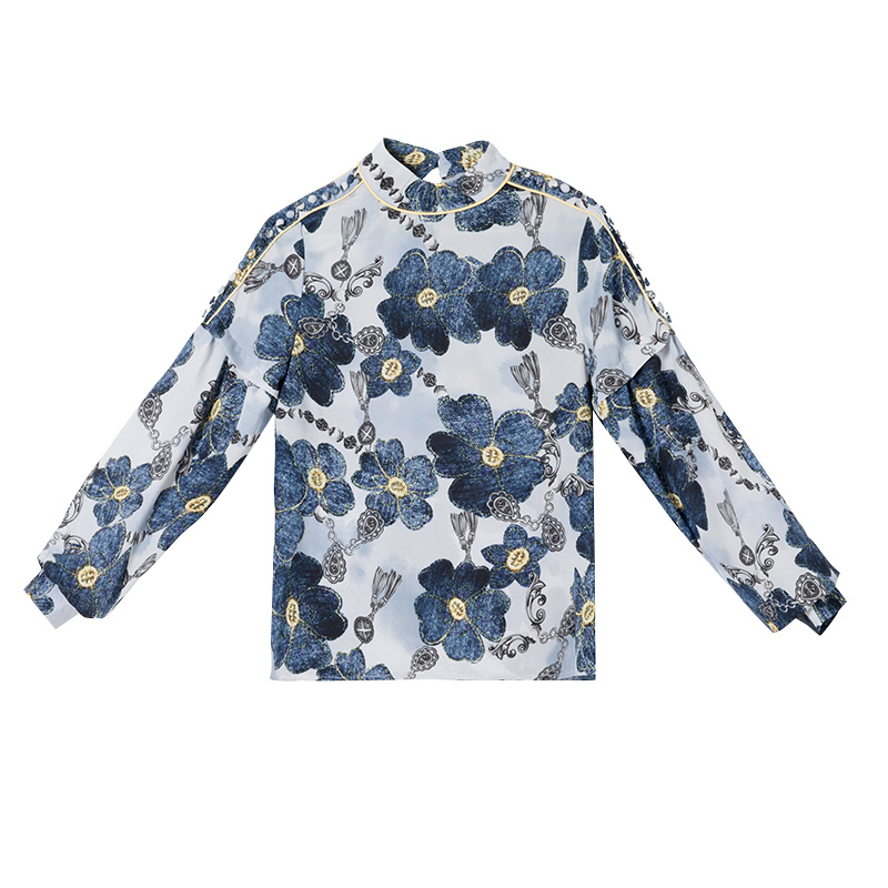 Autumn lantern shirt floral Western style tops for women