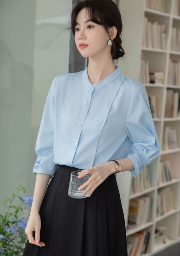 Commuting blue France style shirt for women