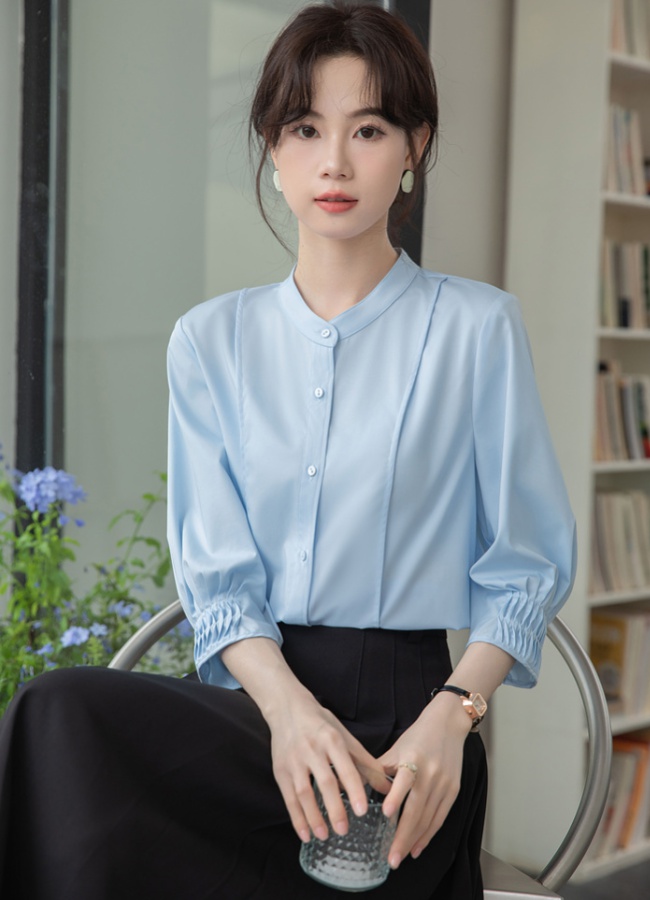 Commuting blue France style shirt for women