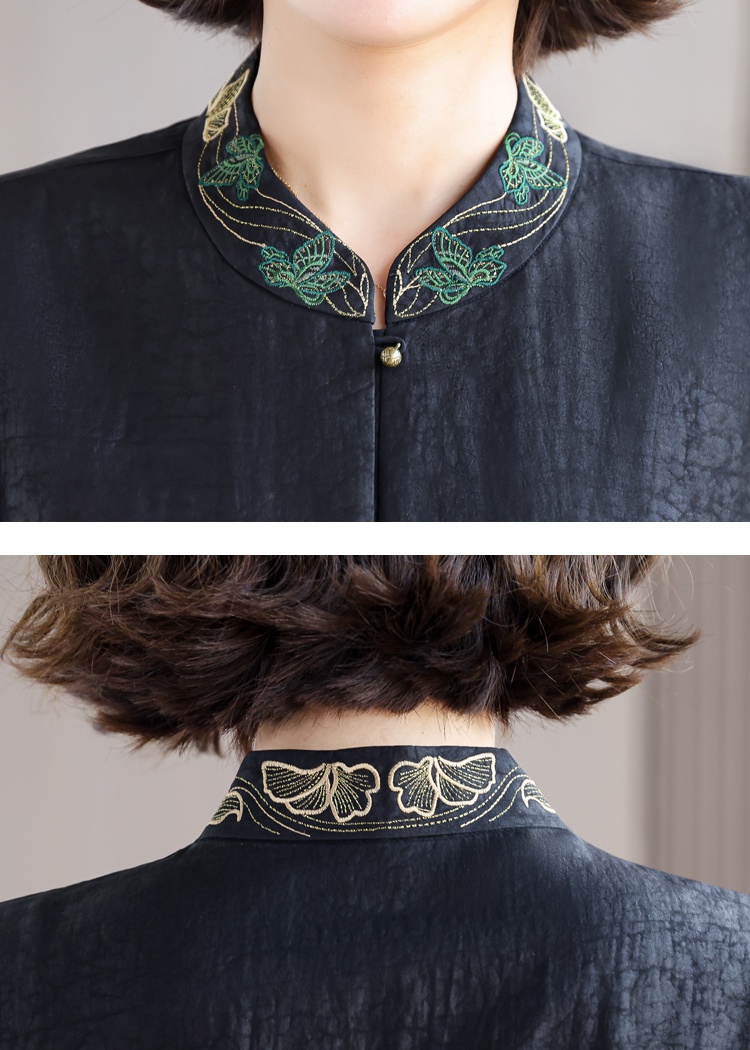 Real silk summer Chinese style embroidery tops a set