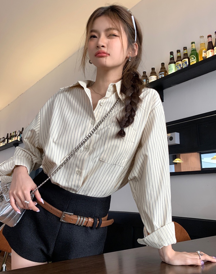 Simple autumn cardigan stripe niche tops for women