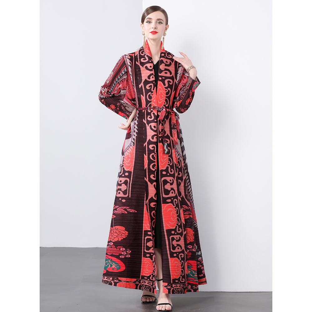 Pleats Please loose quality large yard printing fold coat