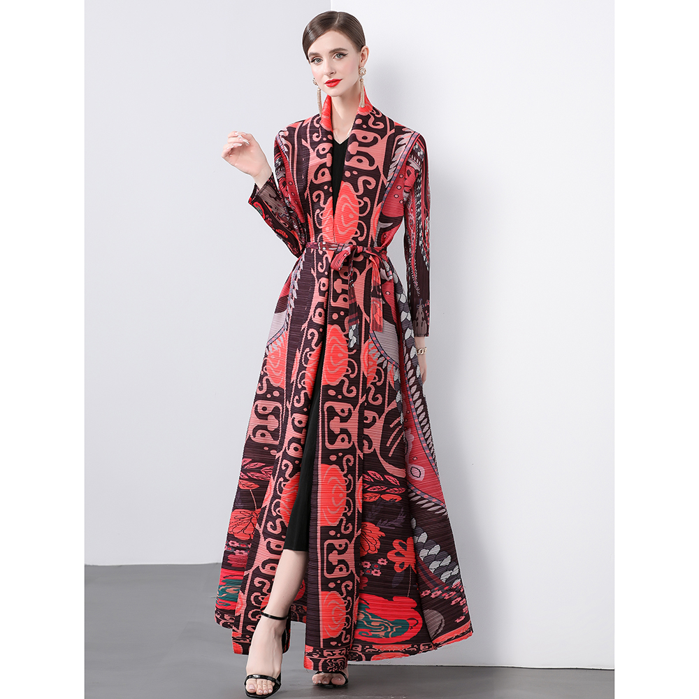 Pleats Please loose quality large yard printing fold coat