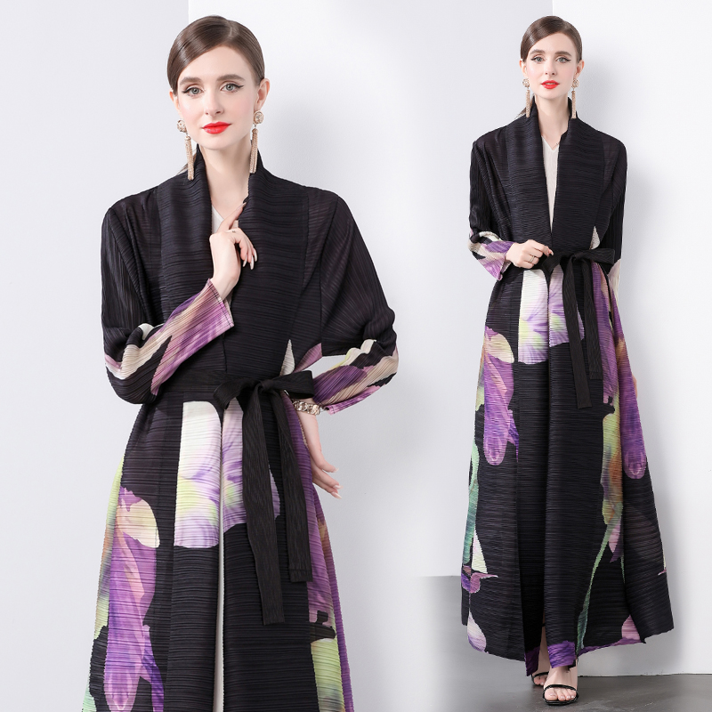 Pleats Please large yard loose printing fold coat