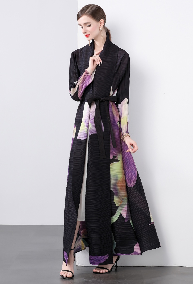 Pleats Please large yard loose printing fold coat