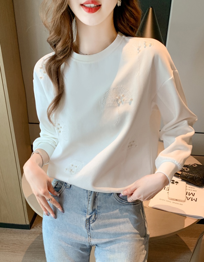 Long sleeve embroidered tops Western style autumn T-shirt