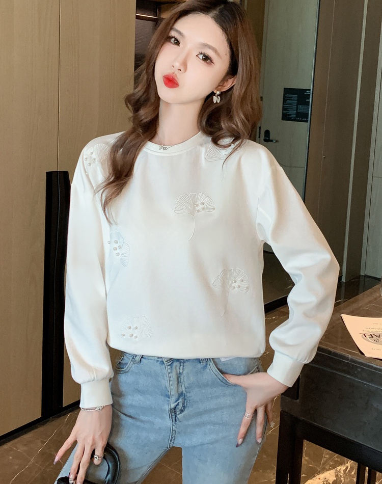 Long sleeve embroidered tops Western style autumn T-shirt