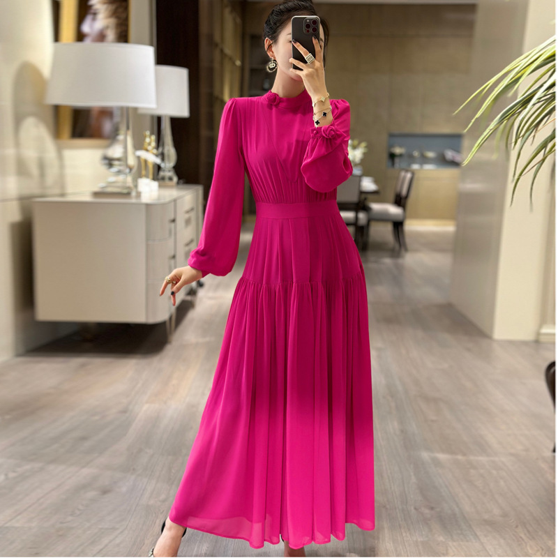 Long sleeve Chinese style stereoscopic summer dress for women